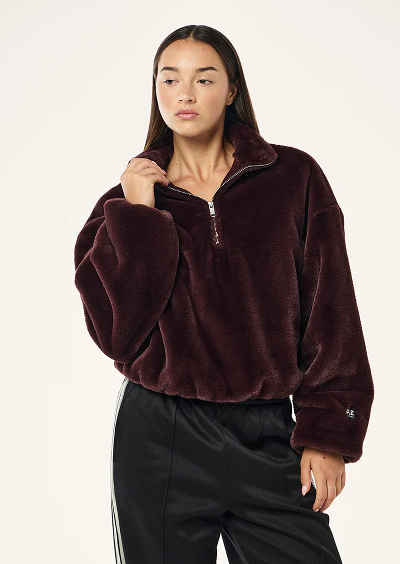 Monterey Zip Neck Sweat - Mahogany