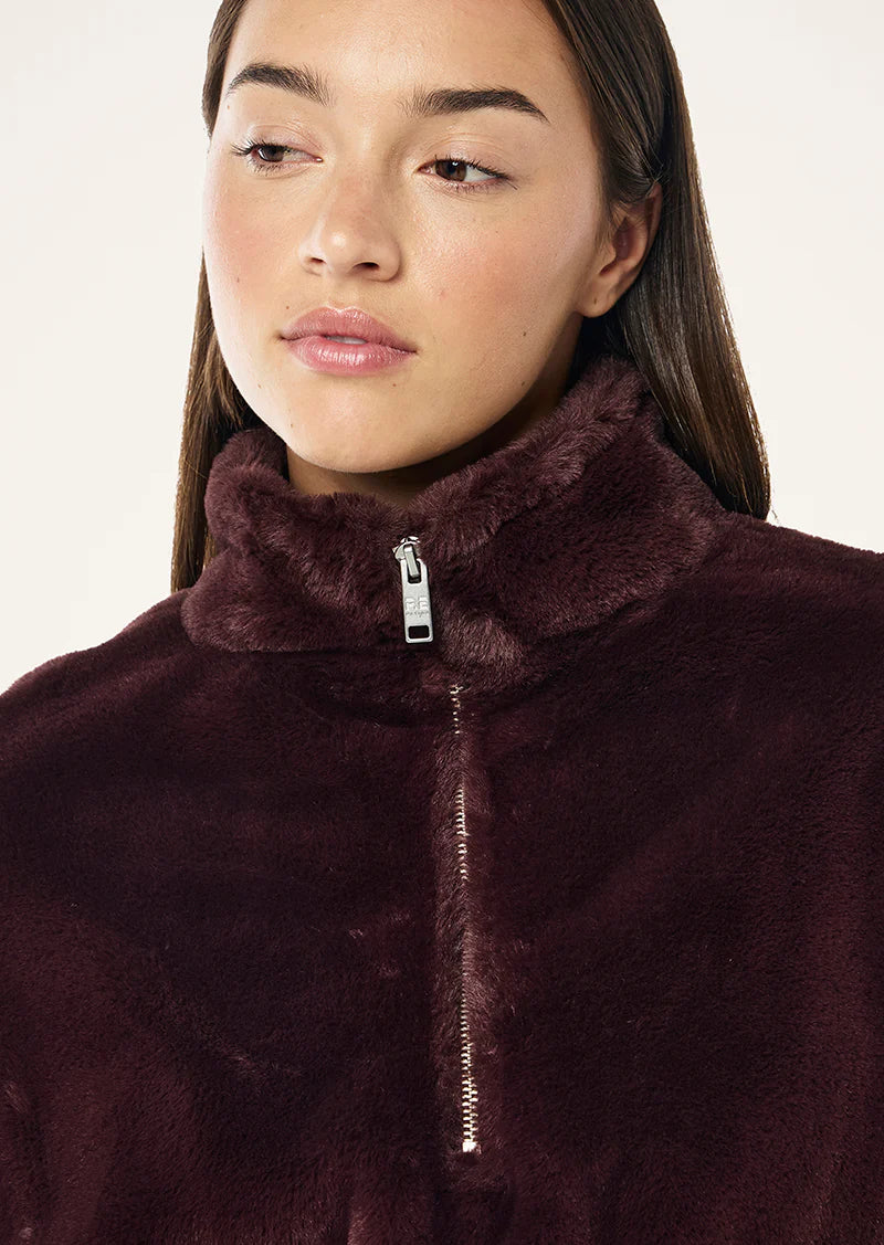 Monterey Zip Neck Sweat - Mahogany