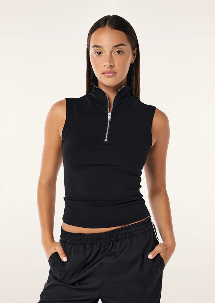 Routine Quarter Zip Tank - Black