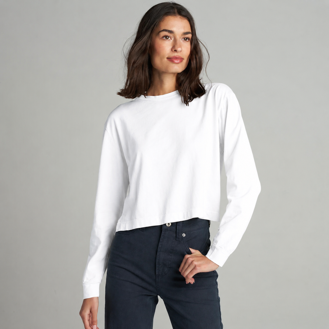 Reagan Long Sleeve Boyfriend Tee - White