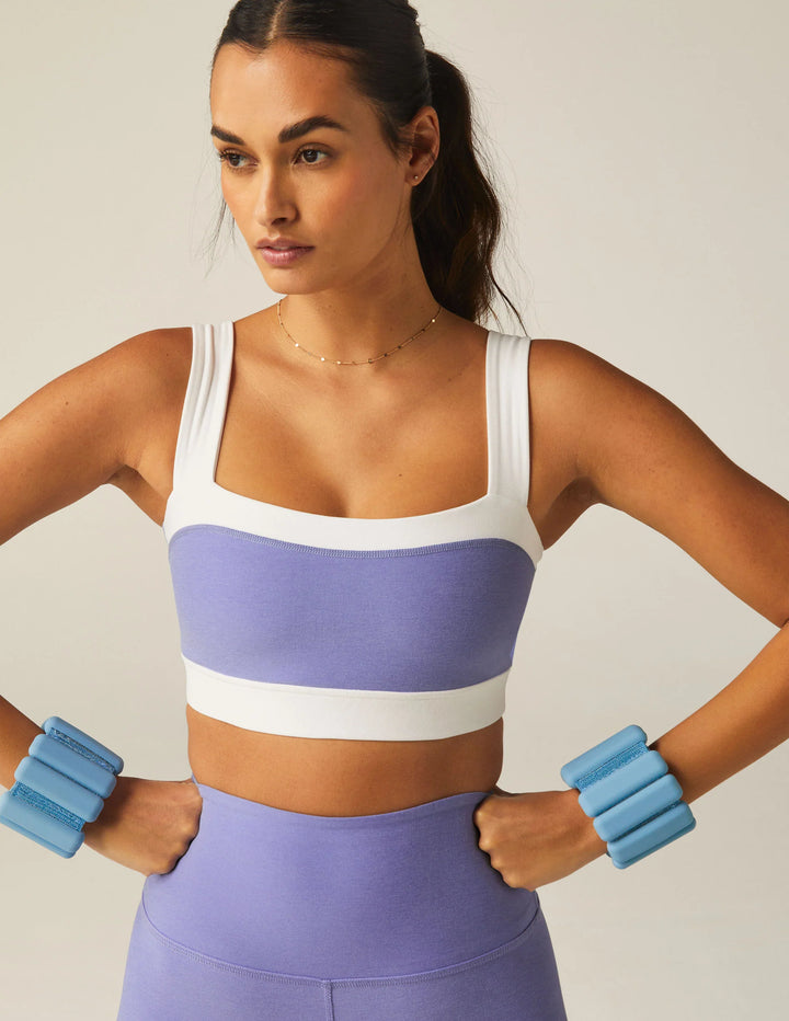 Spacedye Horizon Colorblock Bra - Periwinkle Cloud Heather/Cloud White