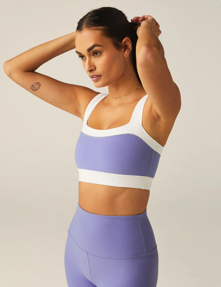 Spacedye Horizon Colorblock Bra - Periwinkle Cloud Heather/Cloud White