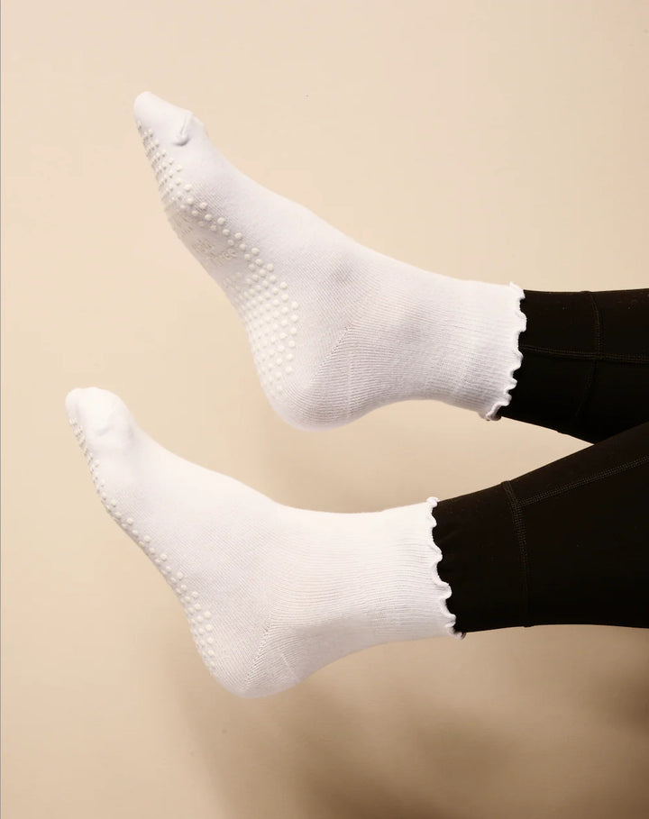 Frill Grip Socks - White