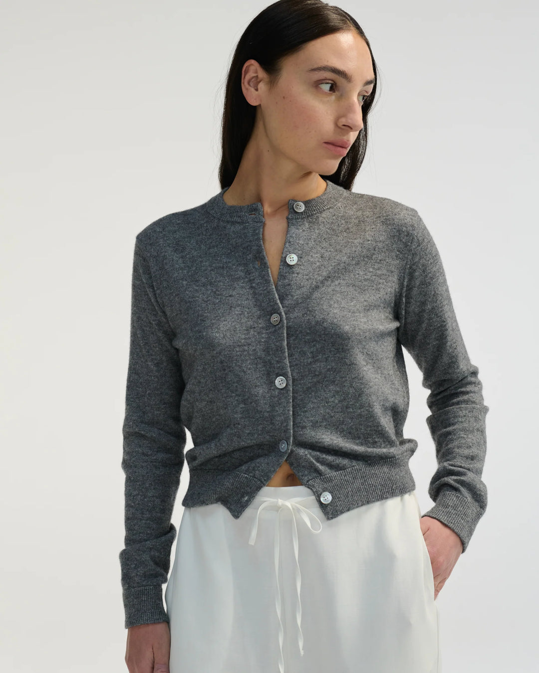 Classic Crew Wool Cardigan - Grey