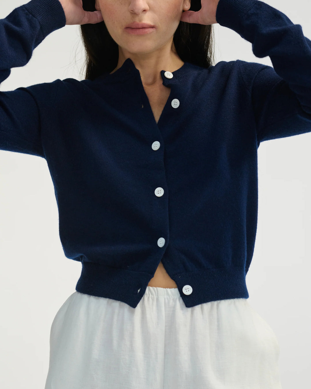 Classic Crew Wool Cardigan - Navy