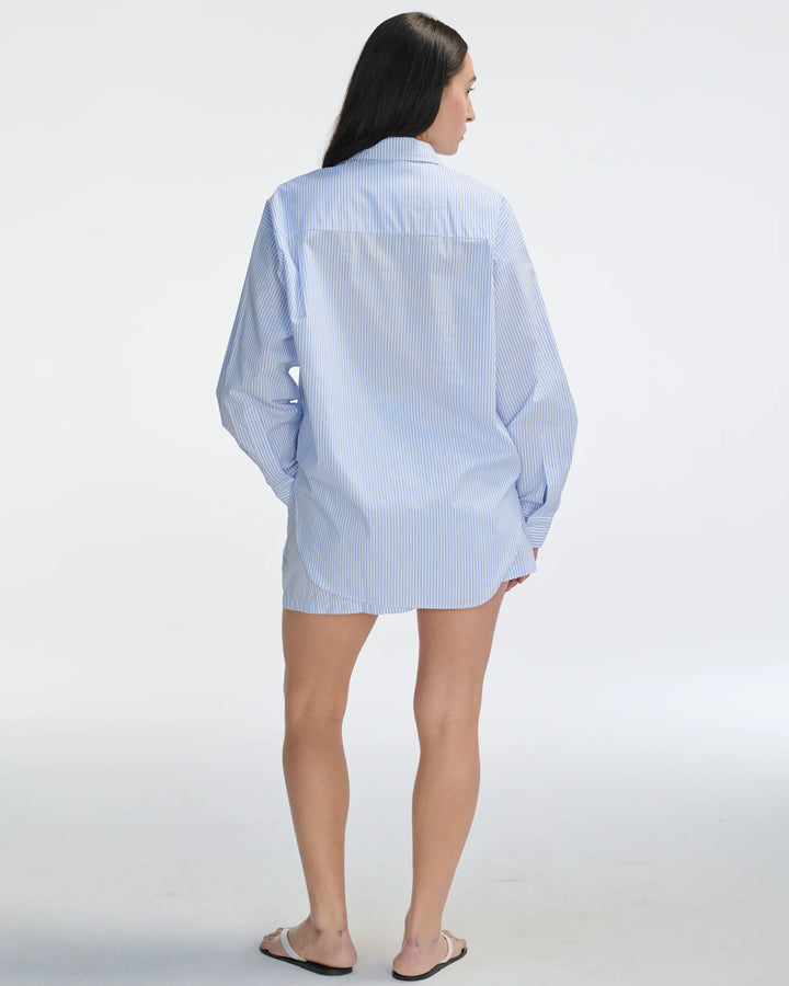 Oversized Cotton Shirt - Craie Blue Stripe