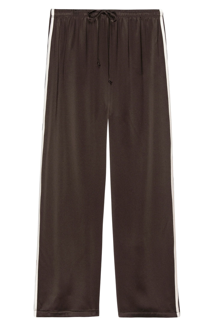 Silk Stripe Crop Pant - Espresso