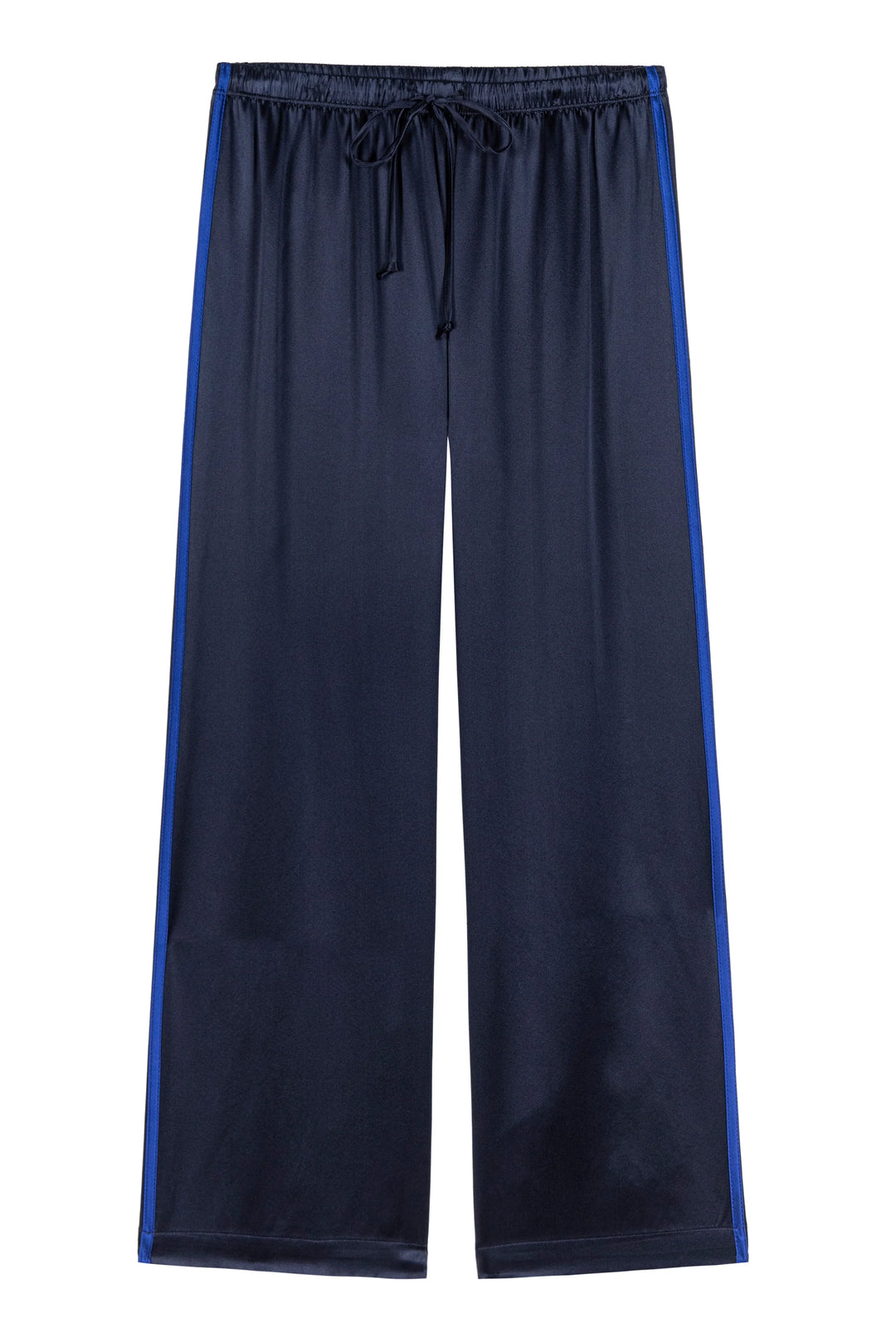 The Silk Stripe Crop Pant - Navy