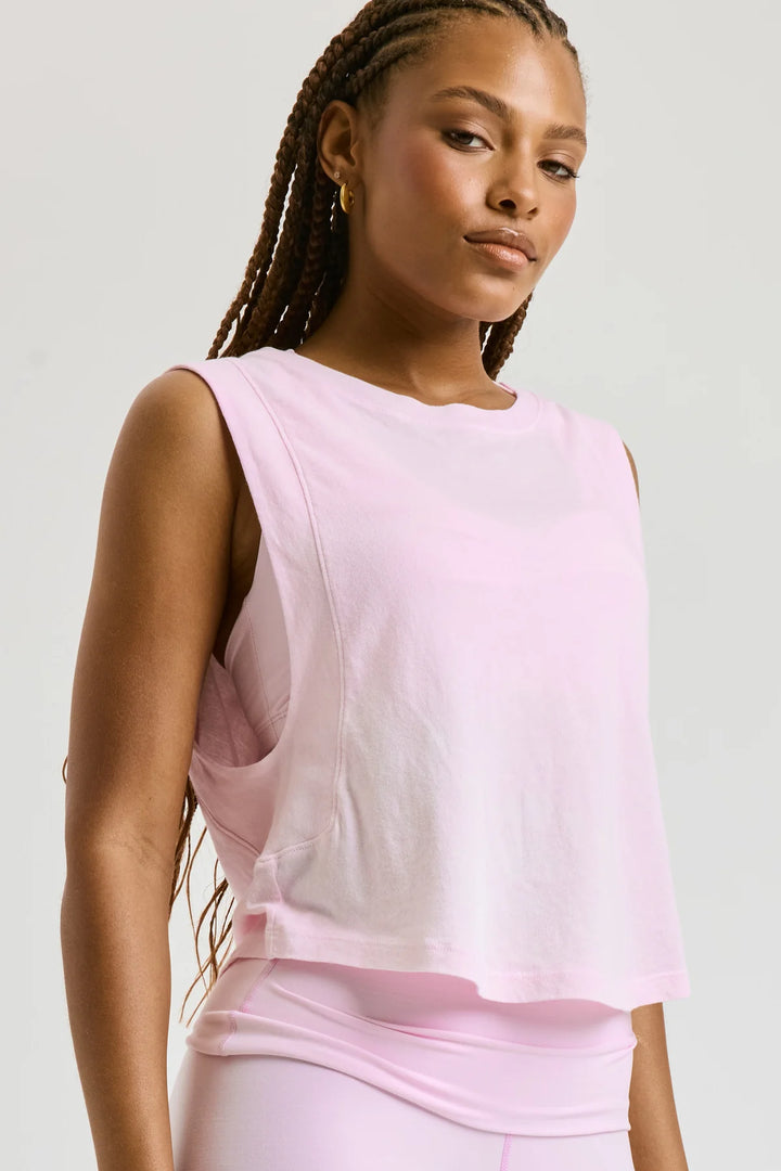 Flow Cropped Muscle Tank - Pink