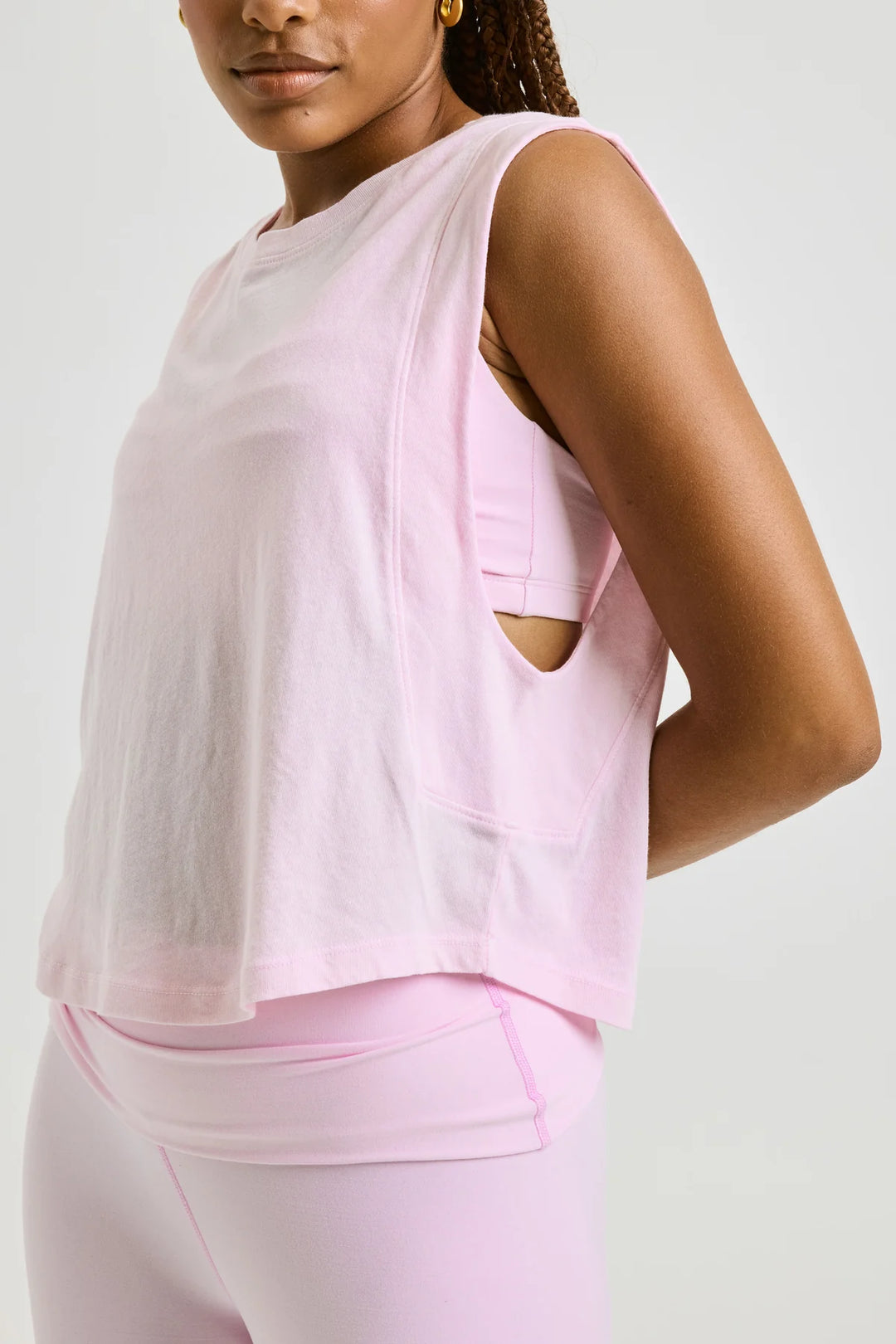 Flow Cropped Muscle Tank - Pink
