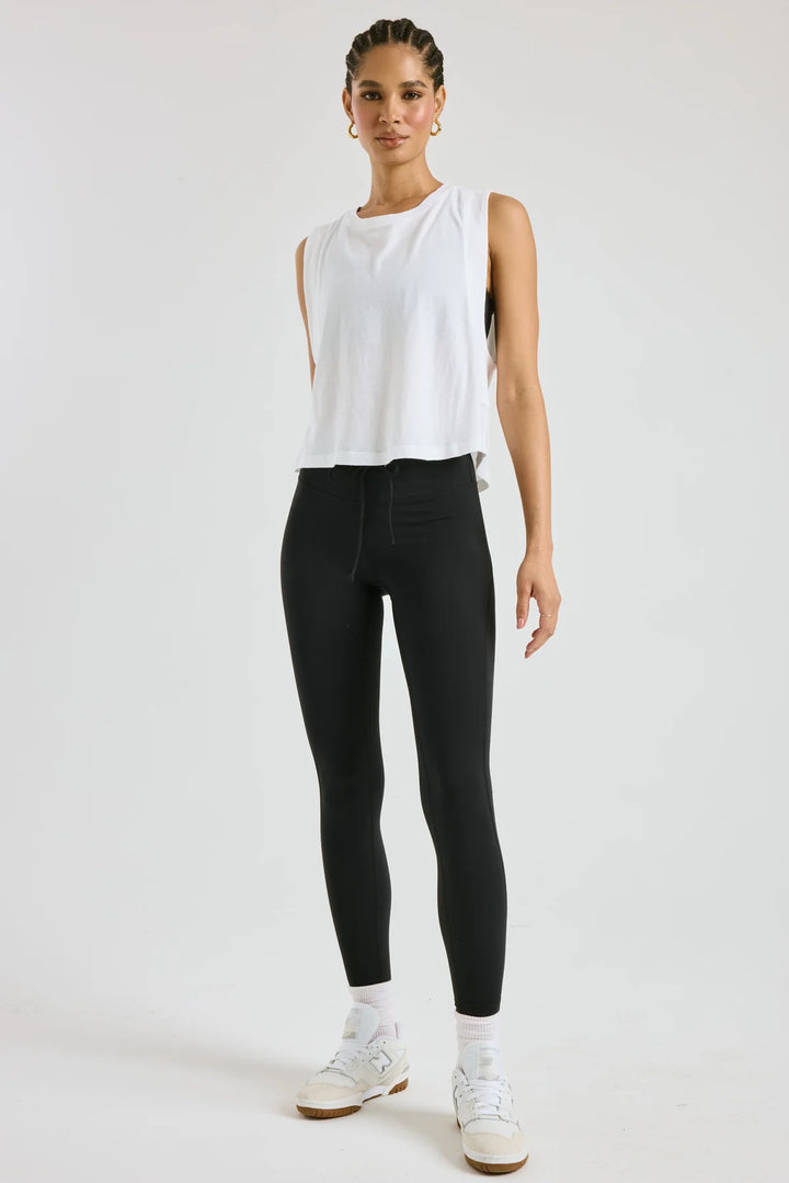 Flow Cropped Muscle Tank - White