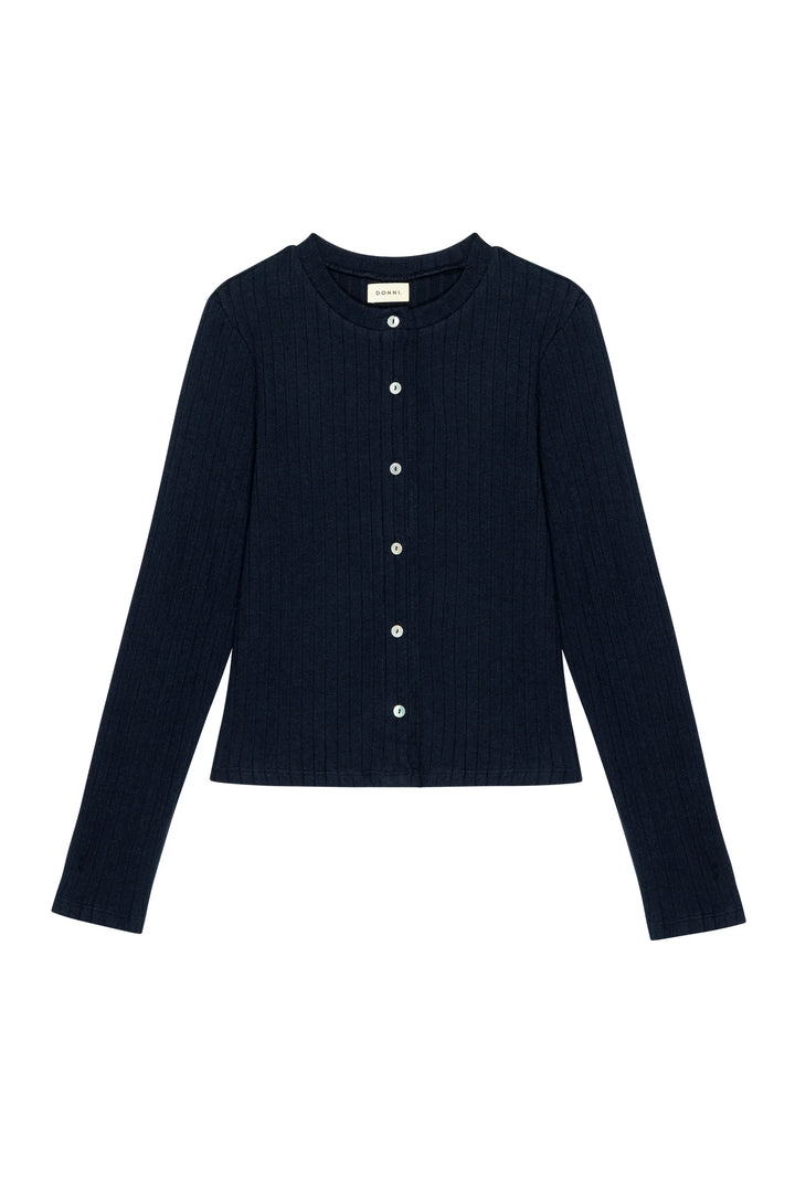 Sweater Rib Cardi - Navy