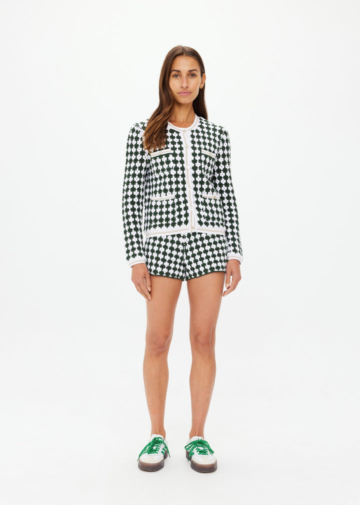 Portobello Crochet Cardigan - Eden Green/White