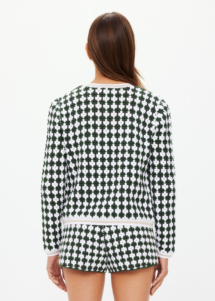 Portobello Crochet Cardigan - Eden Green/White