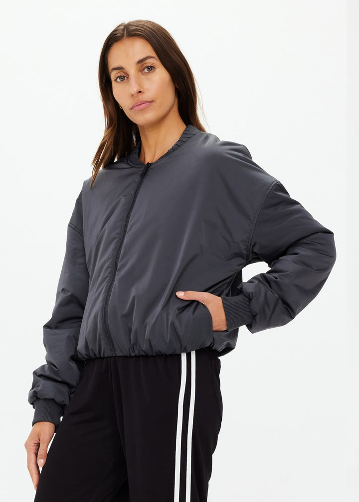 Carlotta Cropped Bomber Jacket - Washed Black