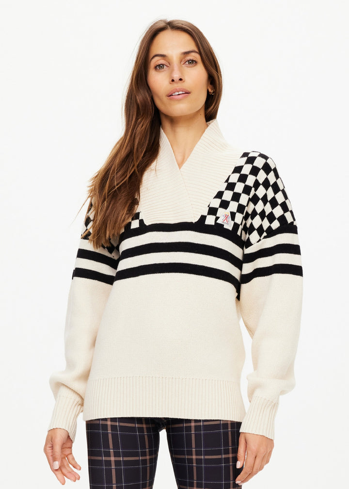 Mojo Scarlett Knit Sweater - Cream Check