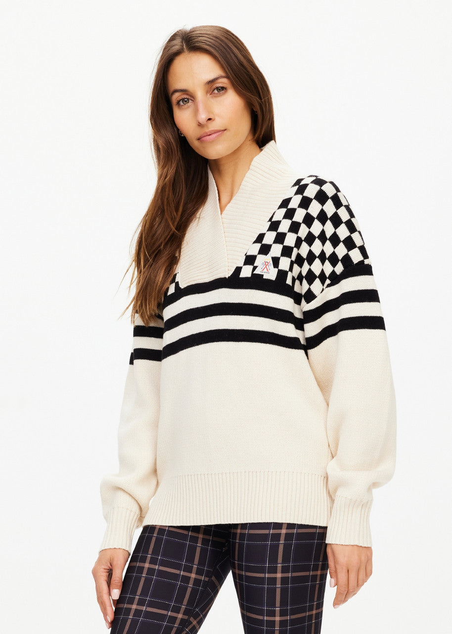 Mojo Scarlett Knit Sweater - Cream Check