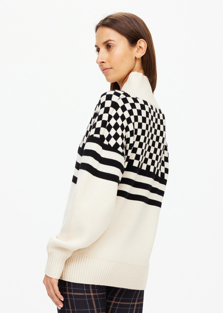 Mojo Scarlett Knit Sweater - Cream Check