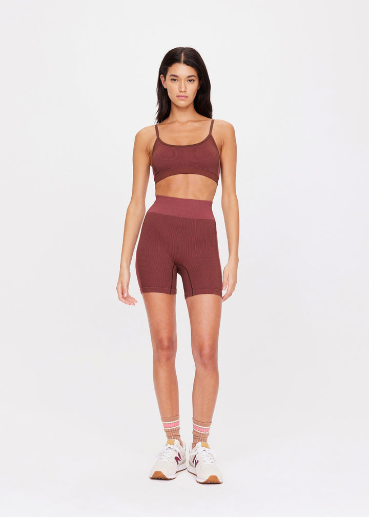 Ribbed Seamless 5in Spin Short - Brown