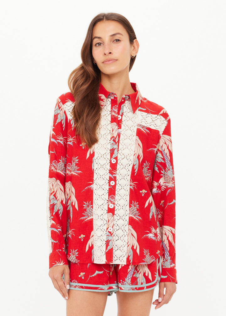 Palma Bobbi Collared Shirt - Red Floral