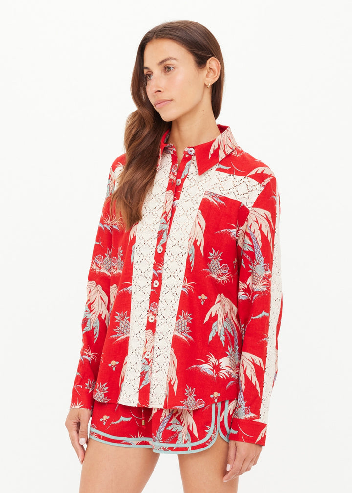 Palma Bobbi Collared Shirt - Red Floral