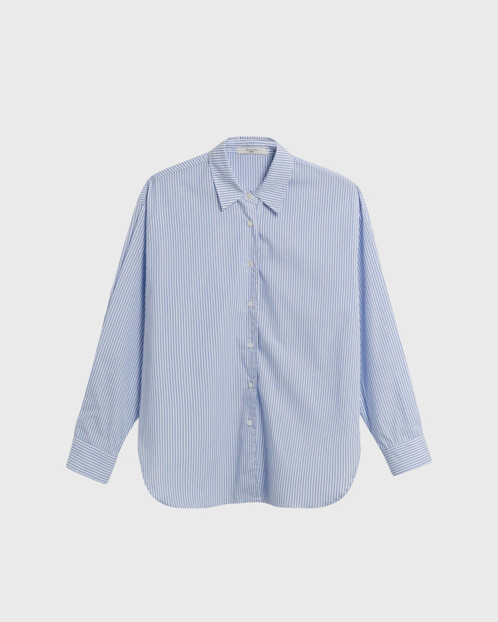 Oversized Cotton Shirt - Craie Blue Stripe