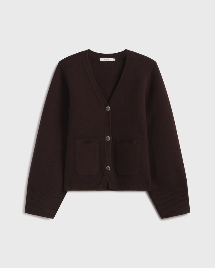 V-Neck Cardigan - Dark Brown
