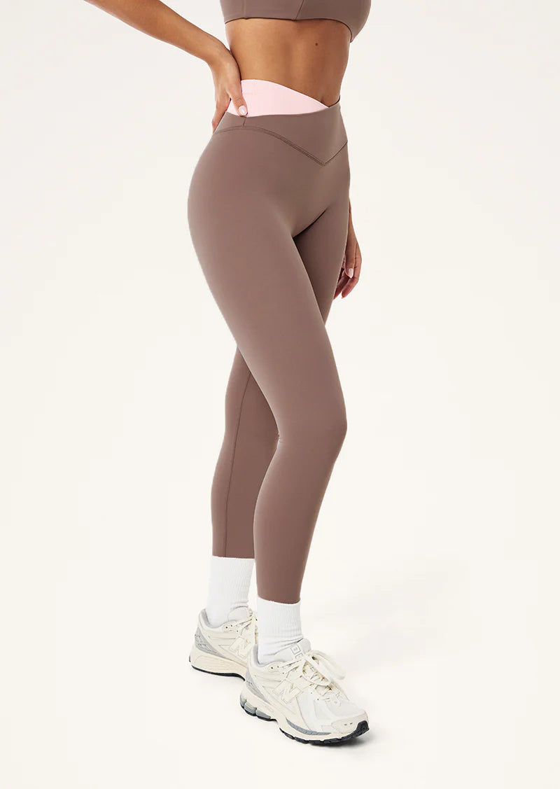 Wander Full Length Legging - Clay/Chalk Pink