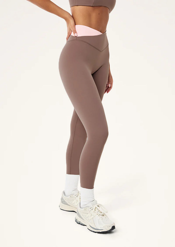 Wander Full Length Legging - Clay/Chalk Pink