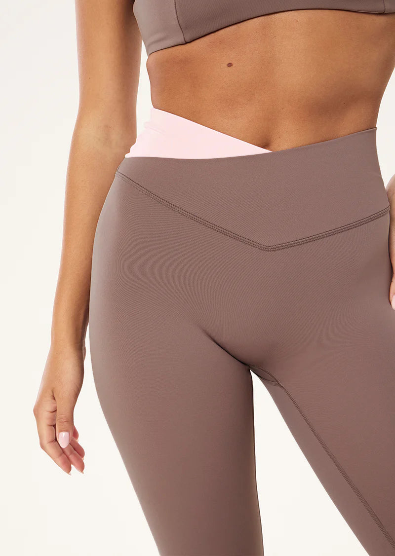 Wander Full Length Legging - Clay/Chalk Pink