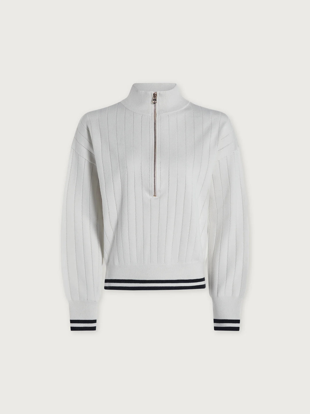 Aliyah Half-Zip Knit - White/Blue Nights