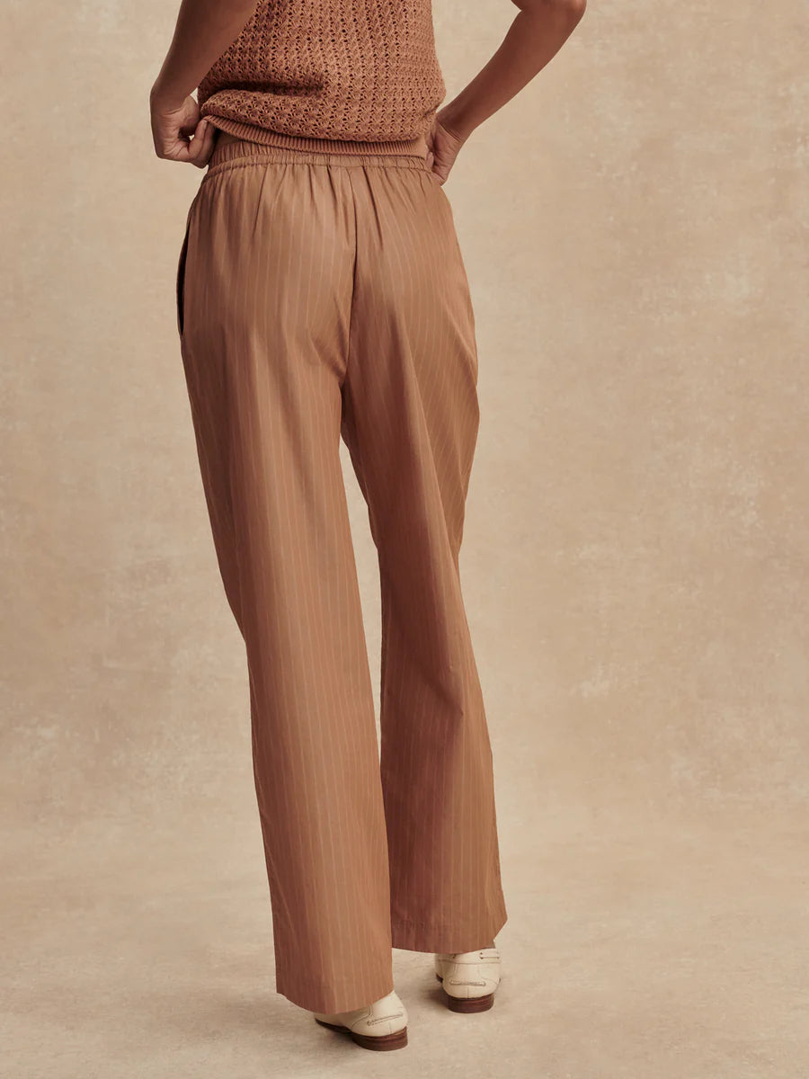 Rowan Straight-Leg Pant 30" - Camel Stripe
