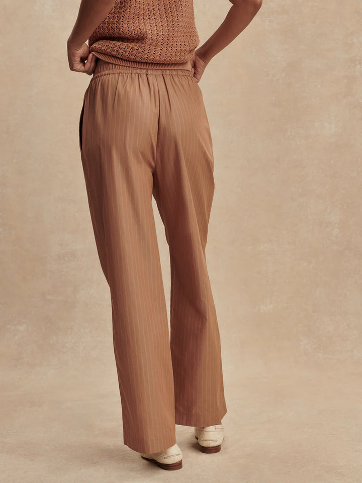 Rowan Straight-Leg Pant 30" - Camel Stripe