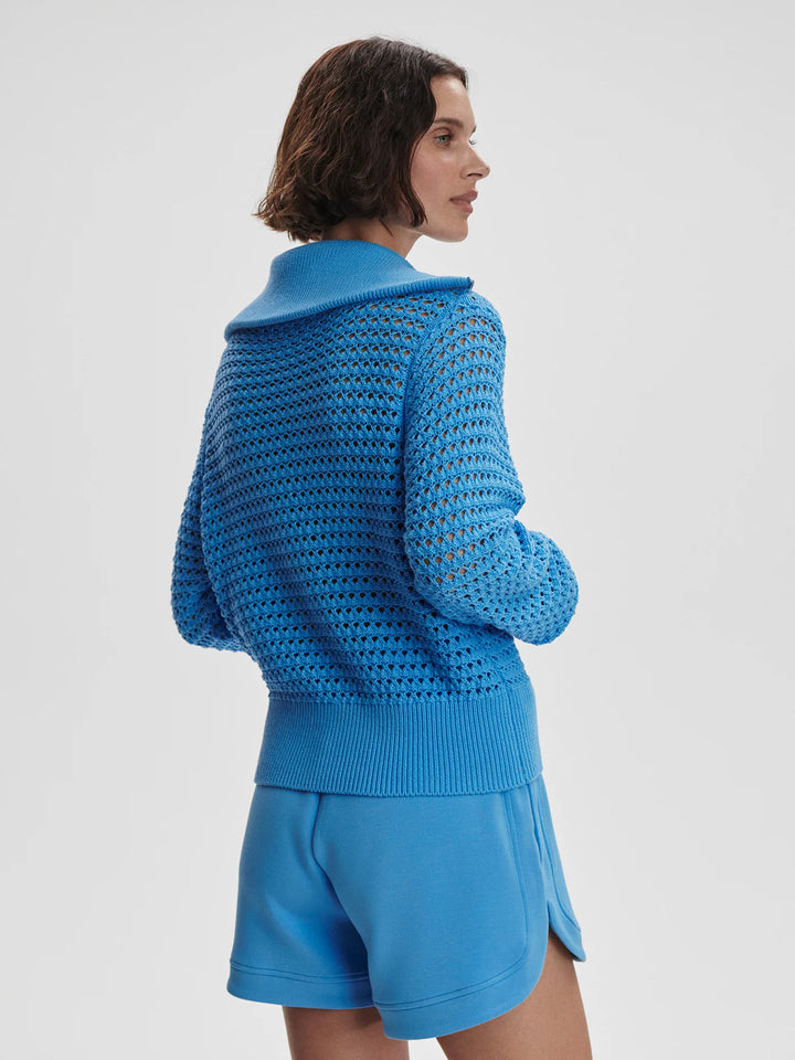 Eloise Full Zip Knit - Azure Blue