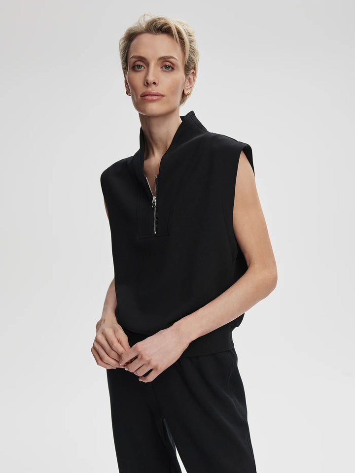 Loretta Half-Zip Sleeveless Sweat - Black