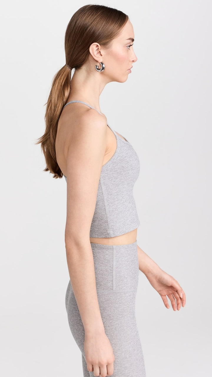 Spacedye Slim Racerback Cropped Tank - Silver Mist