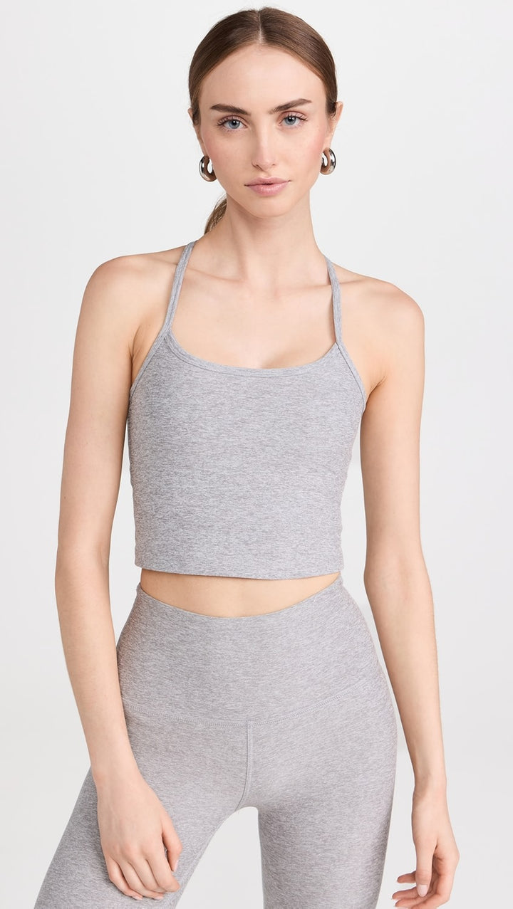 Spacedye Slim Racerback Cropped Tank - Silver Mist