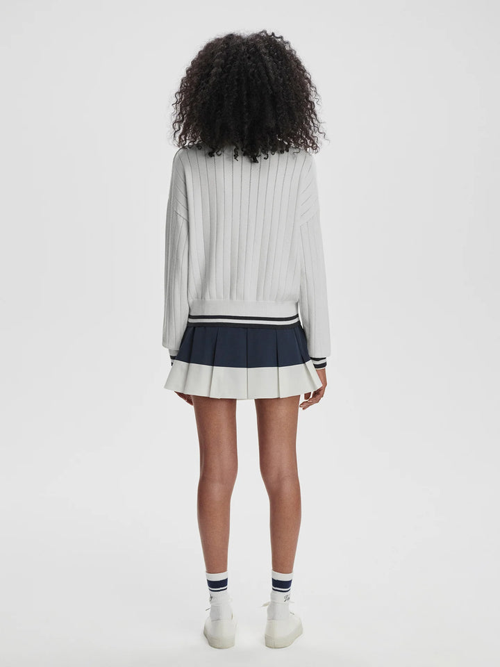 Aliyah Half-Zip Knit - White/Blue Nights