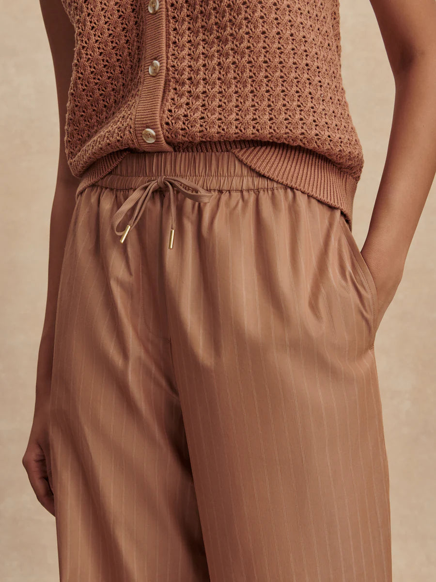 Rowan Straight-Leg Pant 30" - Camel Stripe