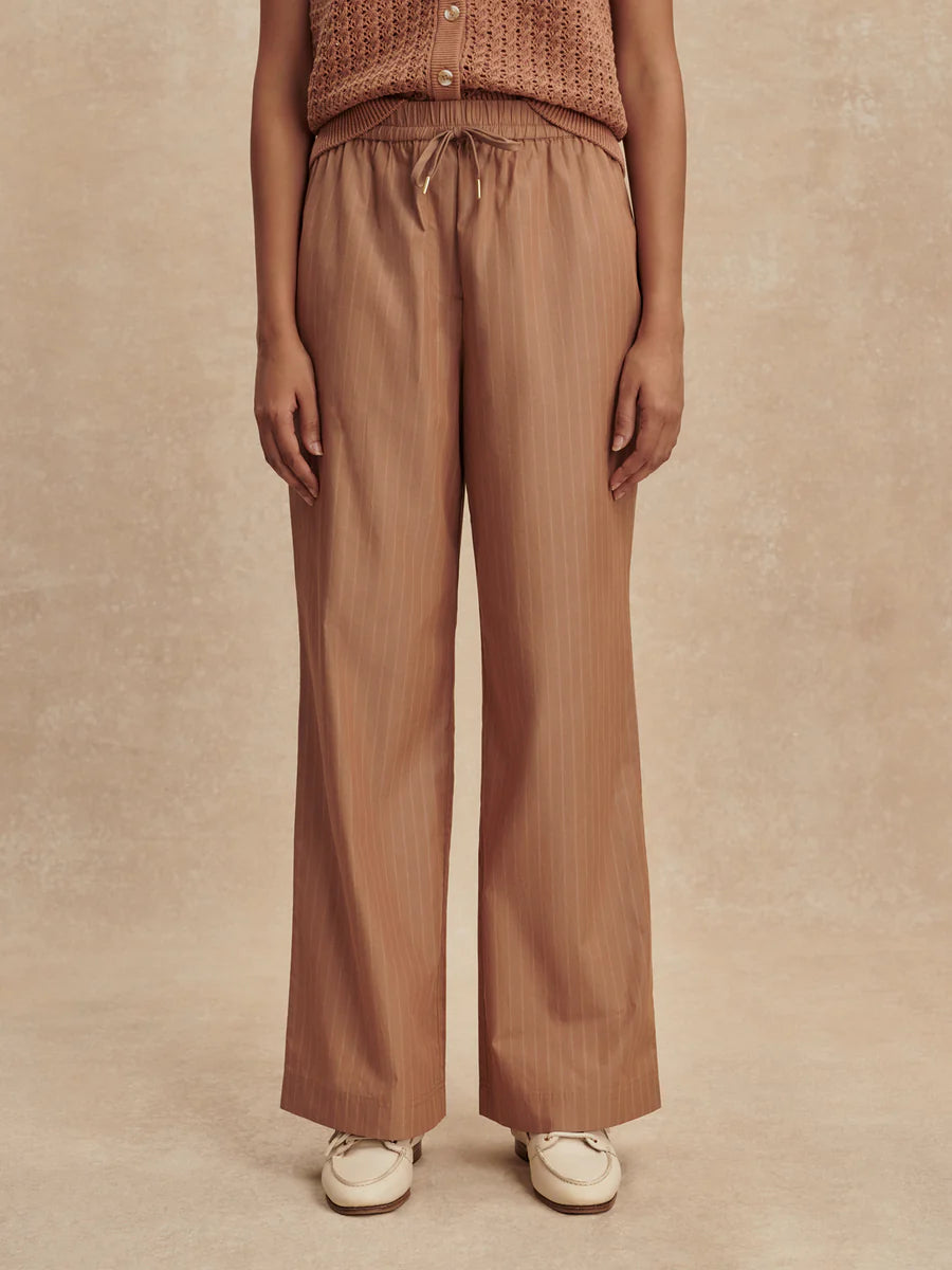 Rowan Straight-Leg Pant 30" - Camel Stripe
