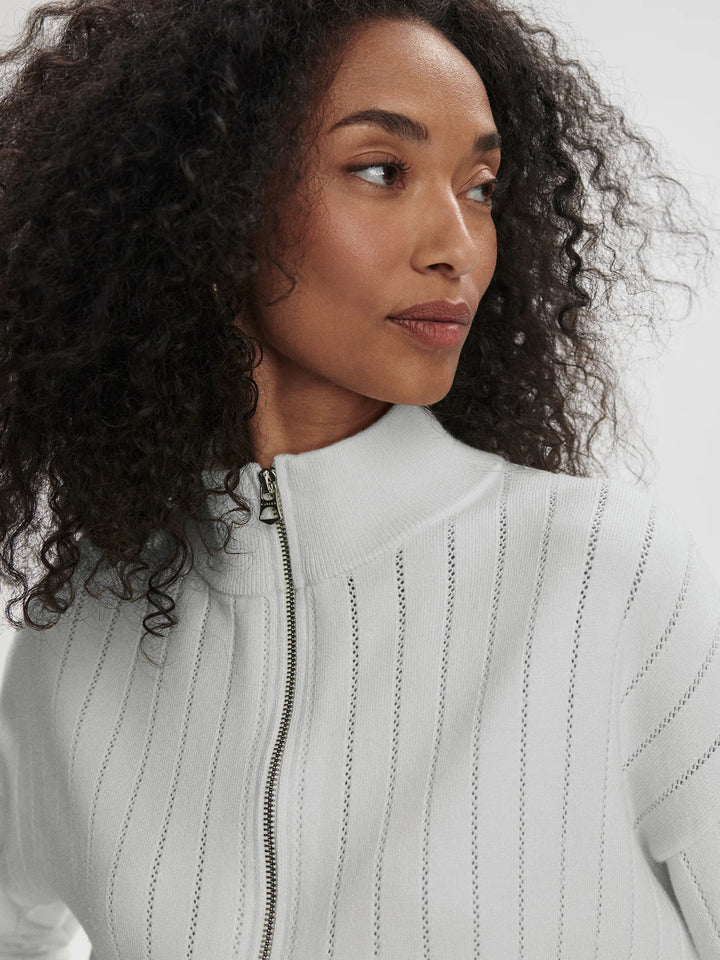 Aliyah Half-Zip Knit - White/Blue Nights