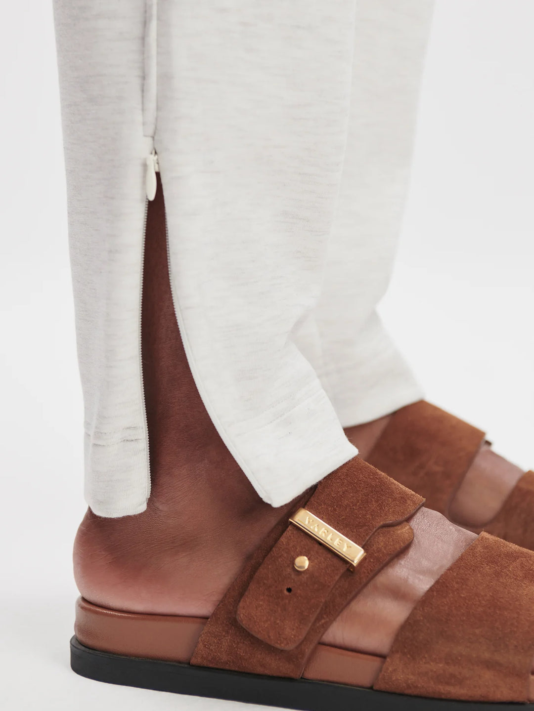 Slim Zip Hem Pant 29.5" - Ivory Marl
