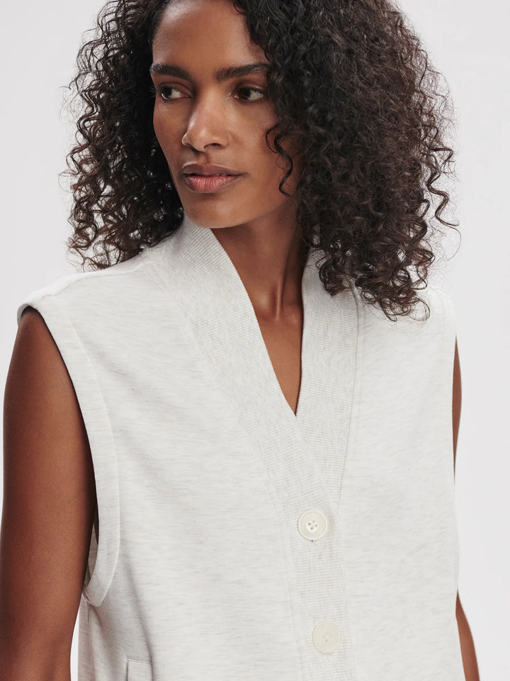 Vicky Button Gilet - Ivory Marl