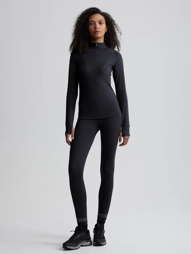 Always Warm Half-Zip Base Layer Top - Black Marl