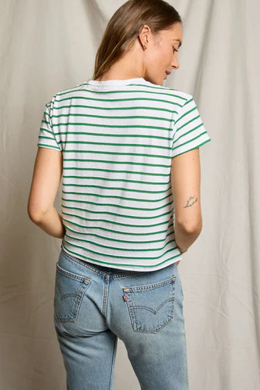 Everett Stripe Tee - Grass Green Stripe