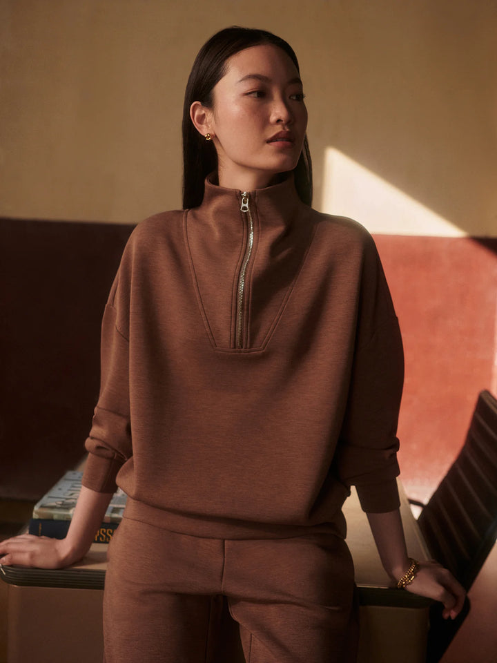Hawley Half-Zip Sweat - Golden Bronze Marl,