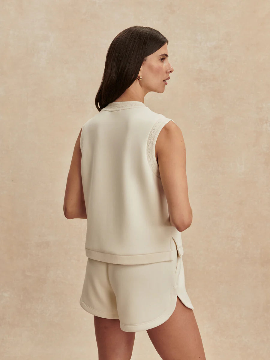 Marla Button Placket Tank - Pristine (Ivory)