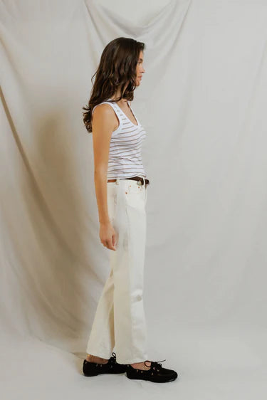 Khara Stripe Tank - Driftwood/White Stripe