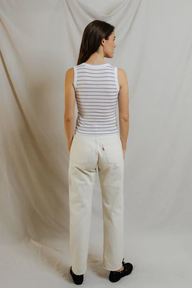 Khara Stripe Tank - Driftwood/White Stripe