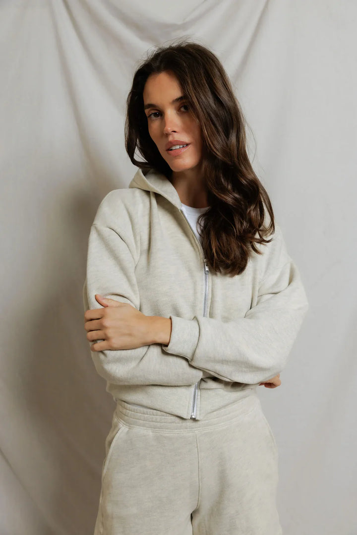 Sean French Terry Zip-Up Hoodie - Oatmeal
